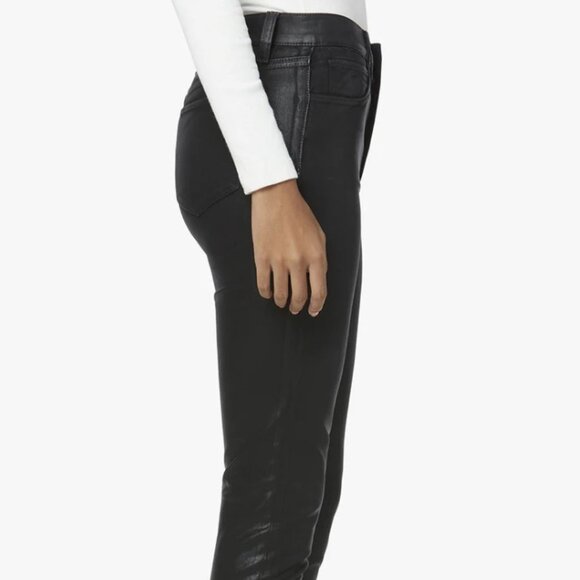Joe's Jeans THE CHARLIE HIGH RISE SKINNY ANKLE // COATED // BLACK - Picture 2 of 5